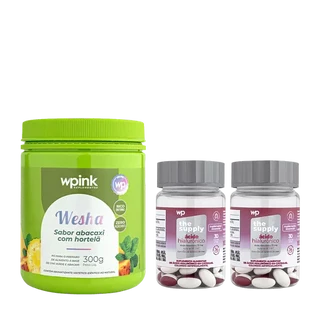 kit wesha chá verde e abacaxi + 2 ácidos hialurônicos